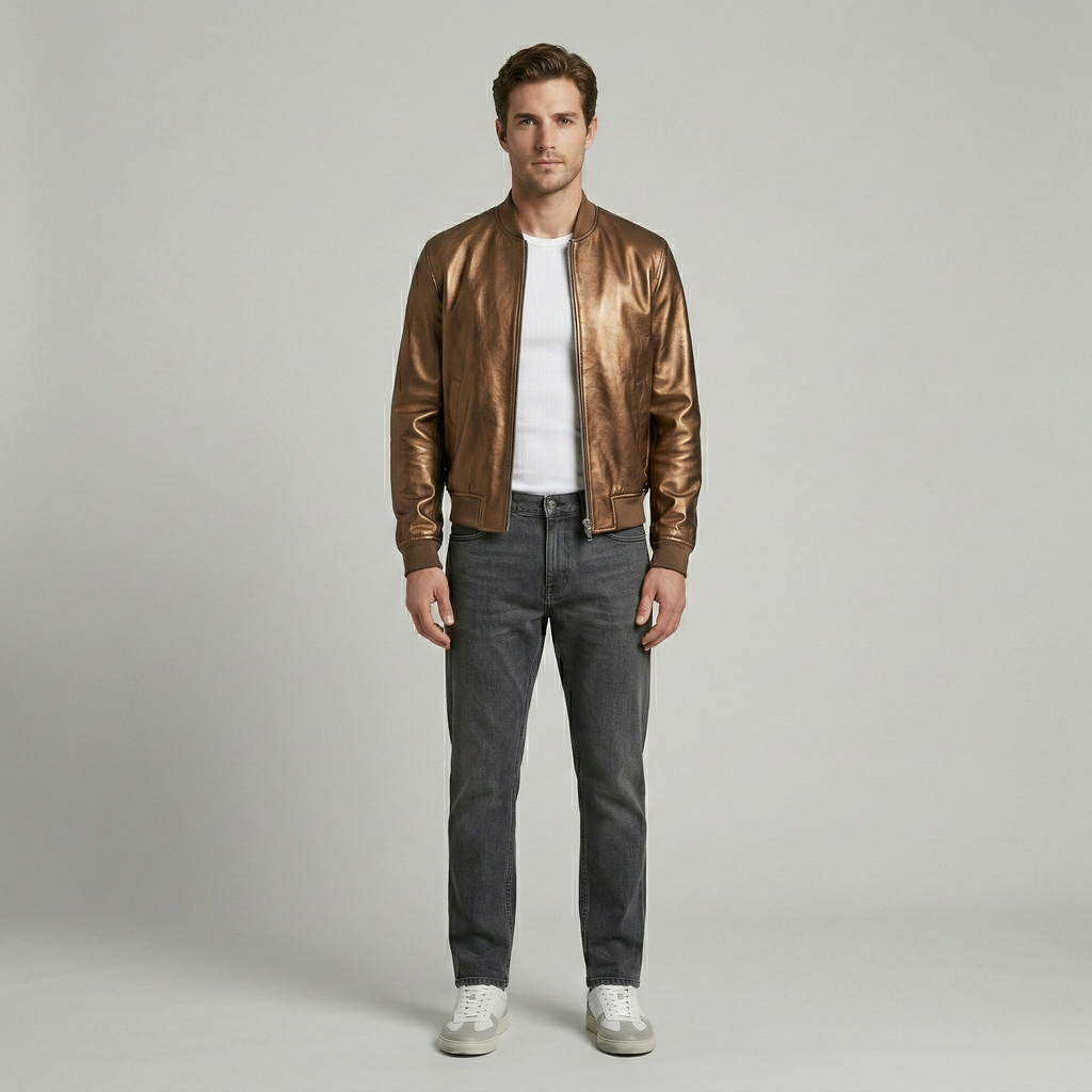 Metallic Luxe Bomber Jacket