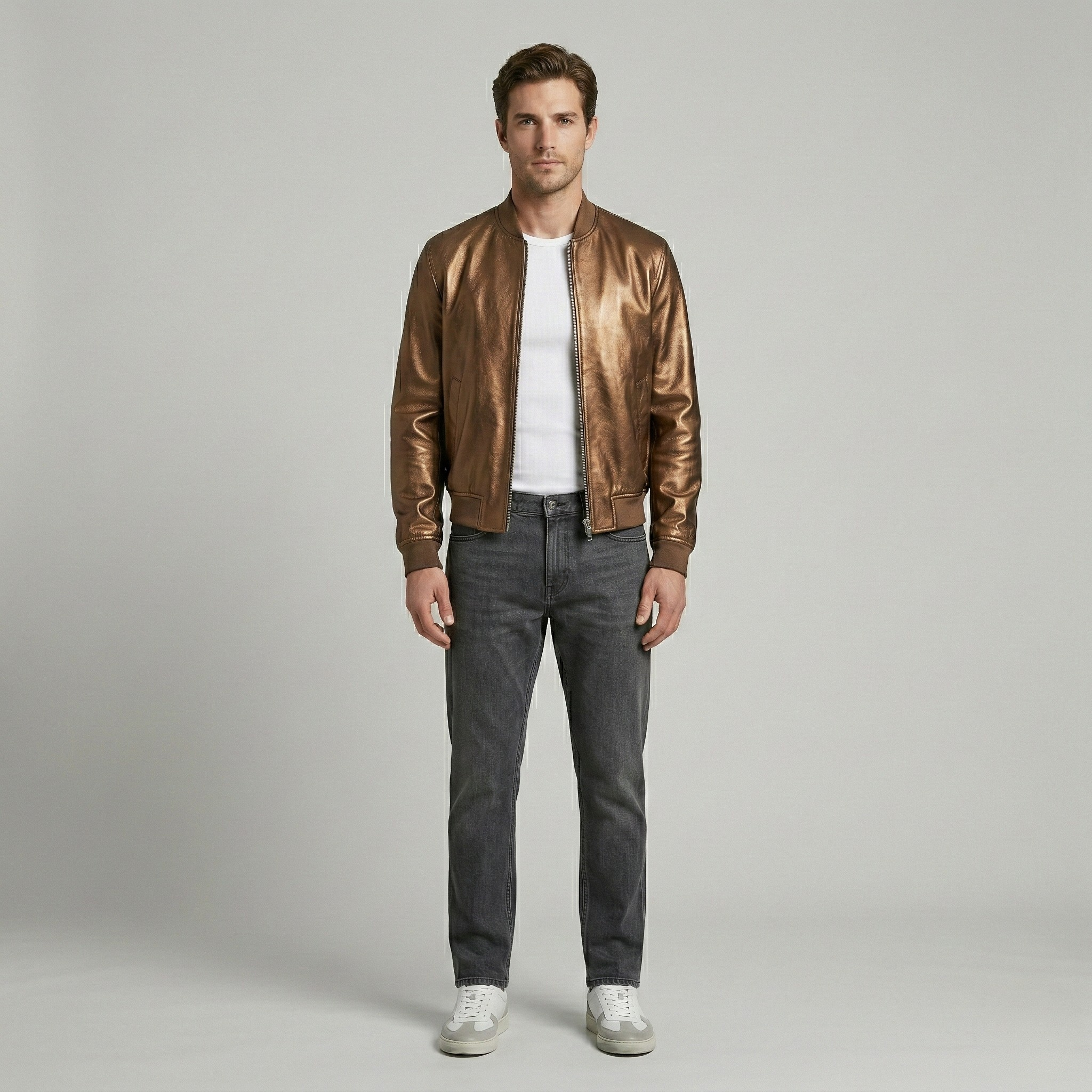 Metallic Luxe Bomber Jacket