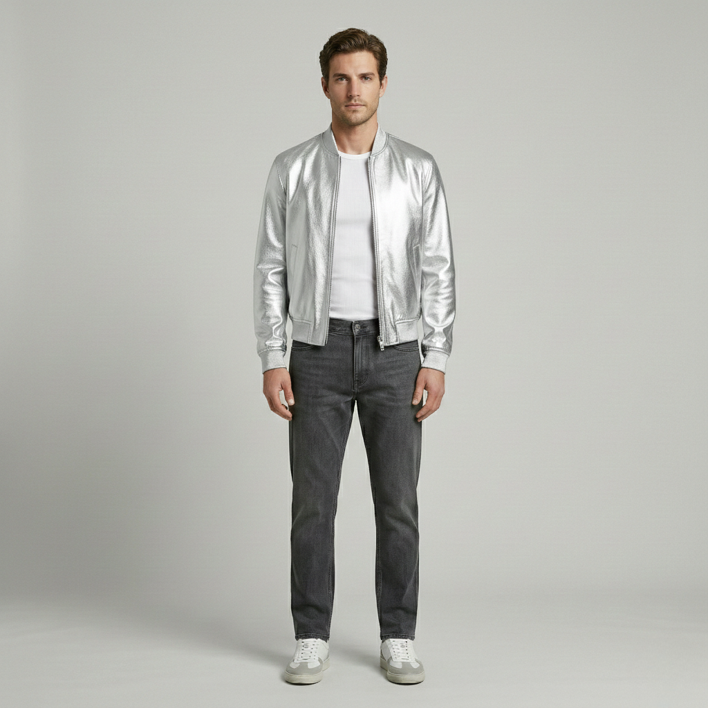 Metallic Luxe Bomber Jacket