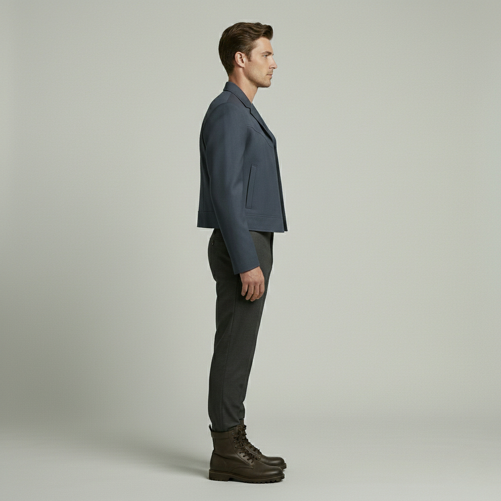 Structured Slate Cropped Blazer