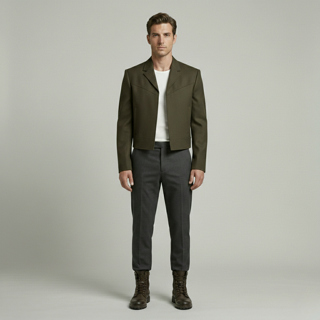 Structured Slate Cropped Blazer