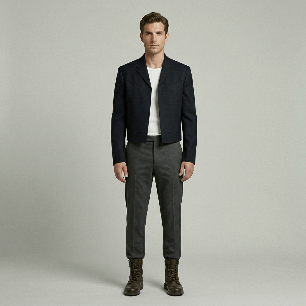 Structured Slate Cropped Blazer