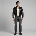 High-Gloss Black Luxe Bomber Jacket