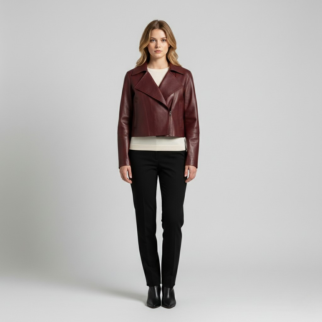 Structured Cropped Leather Jacket