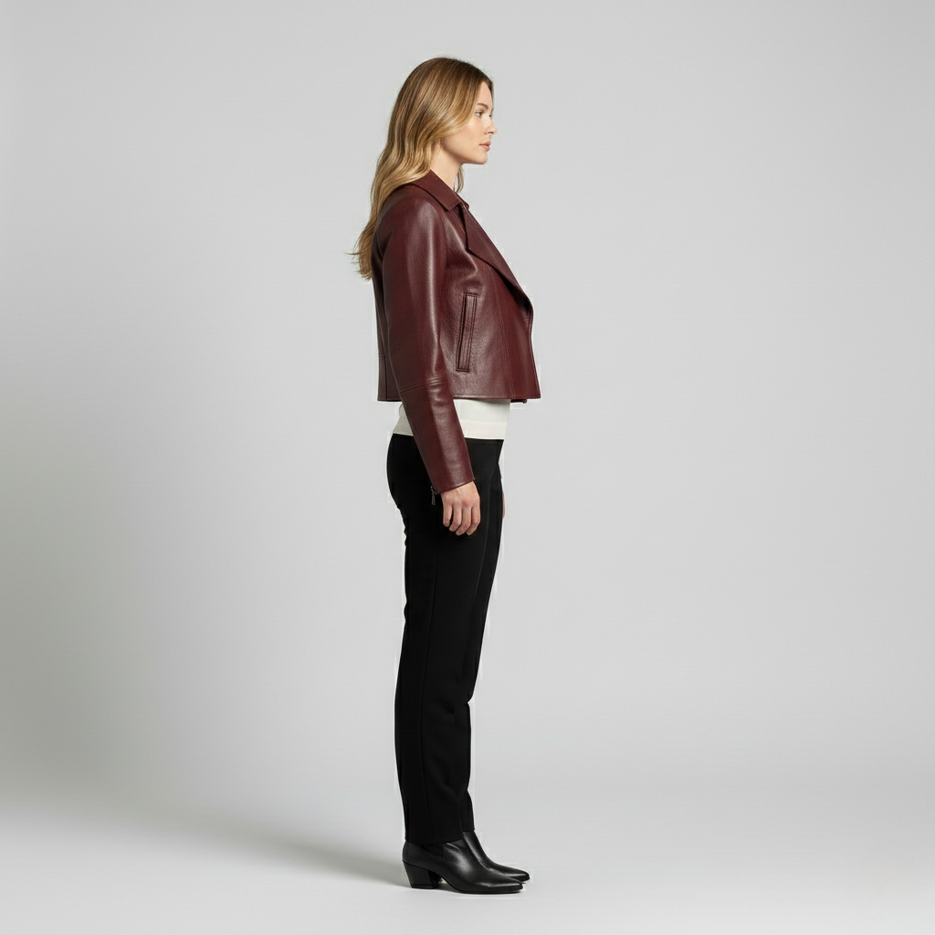 Structured Cropped Leather Jacket