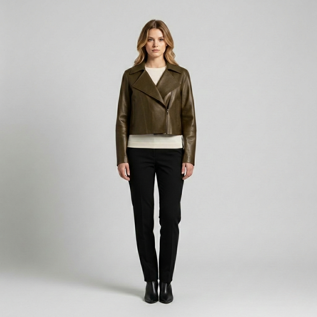 Structured Cropped Leather Jacket