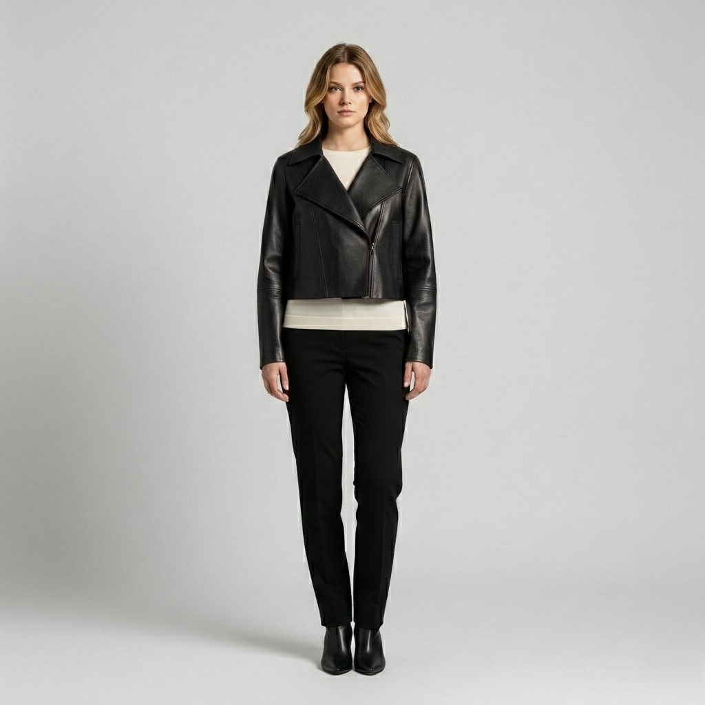 Structured Cropped Leather Jacket