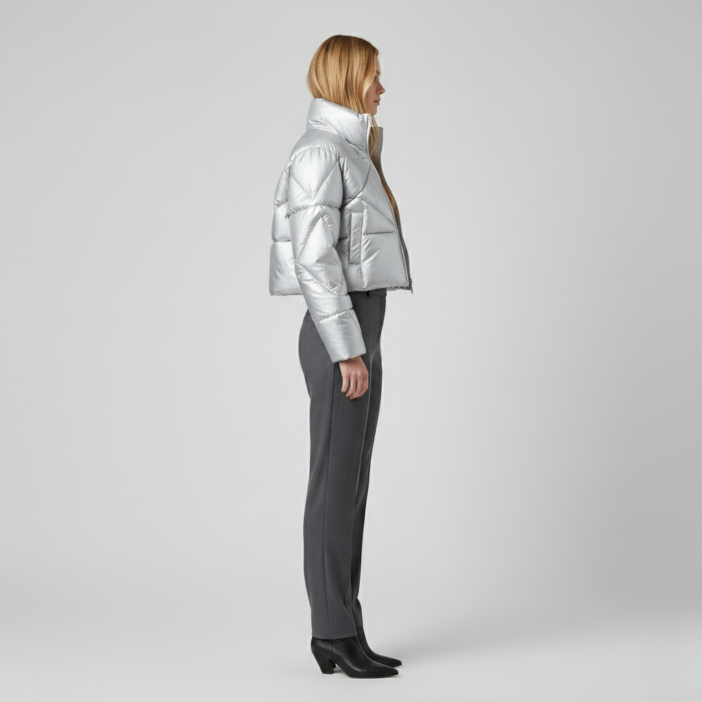 Metallic Cropped Puffer Jacket