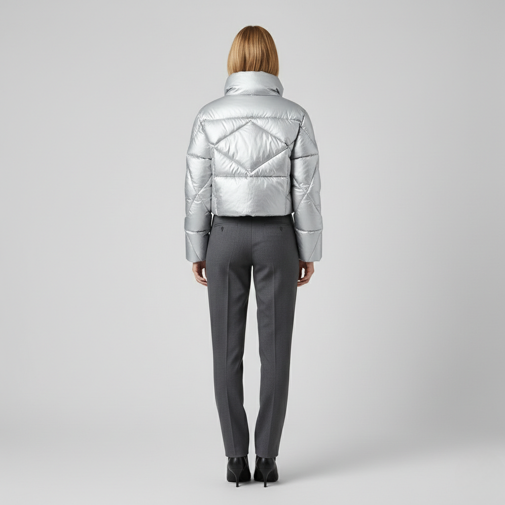 Metallic Cropped Puffer Jacket