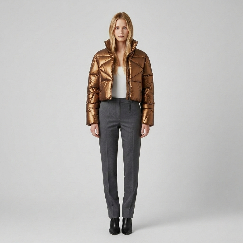 Metallic Cropped Puffer Jacket