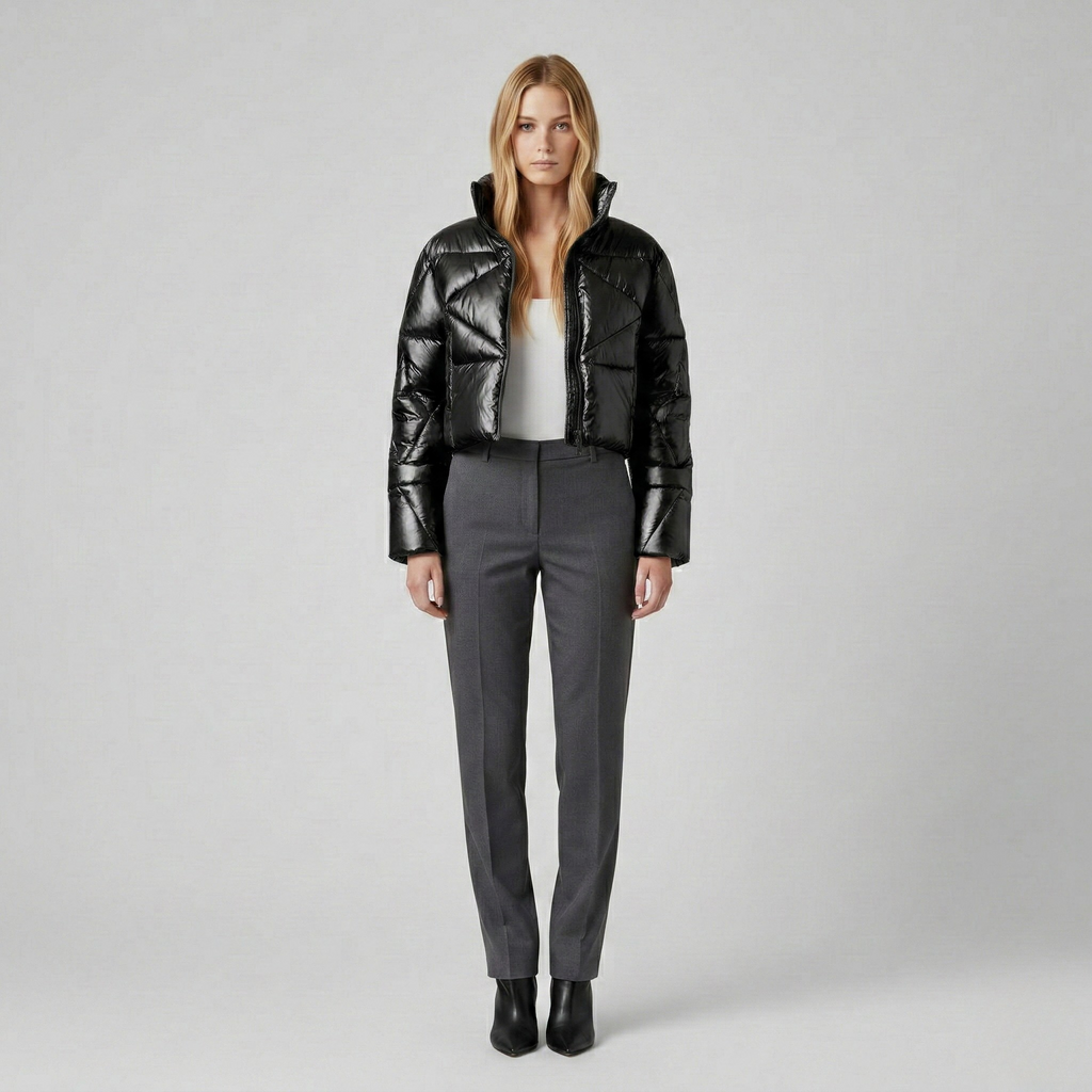 Metallic Cropped Puffer Jacket
