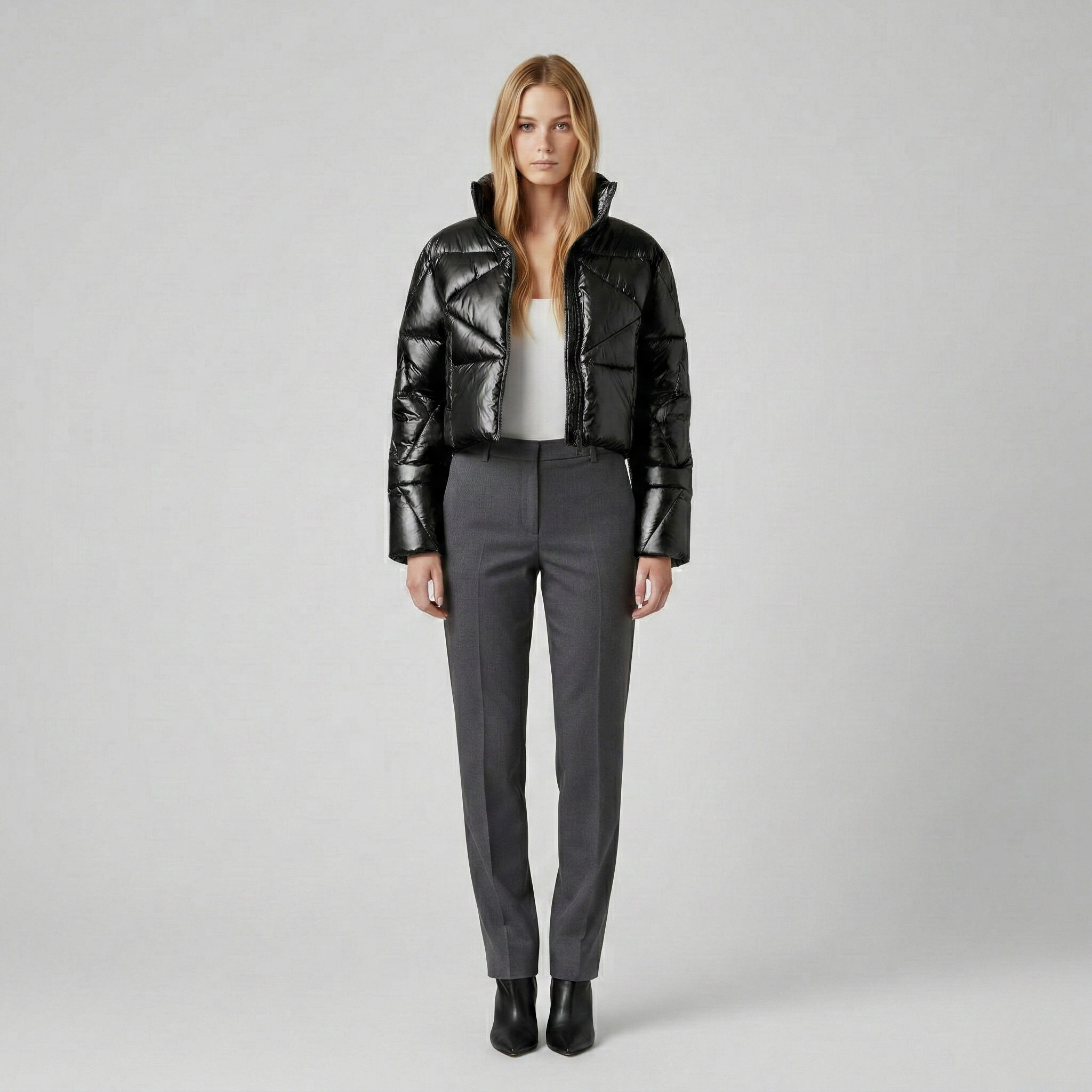 Metallic Cropped Puffer Jacket