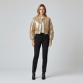 High-Gloss Cropped Bomber Jacket