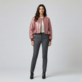 Peplum Hem Cropped Leather Jacket