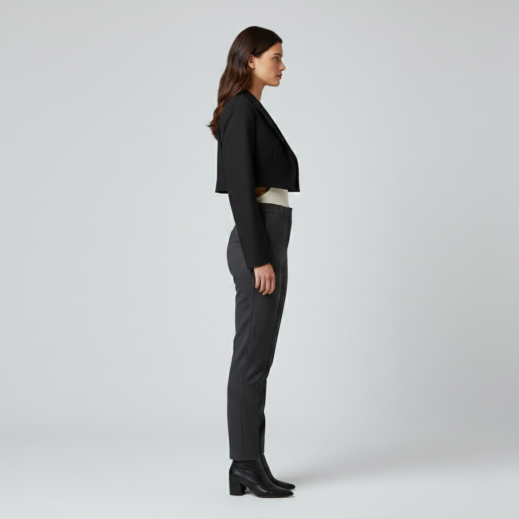 Tailored Cropped Open-Front Blazer