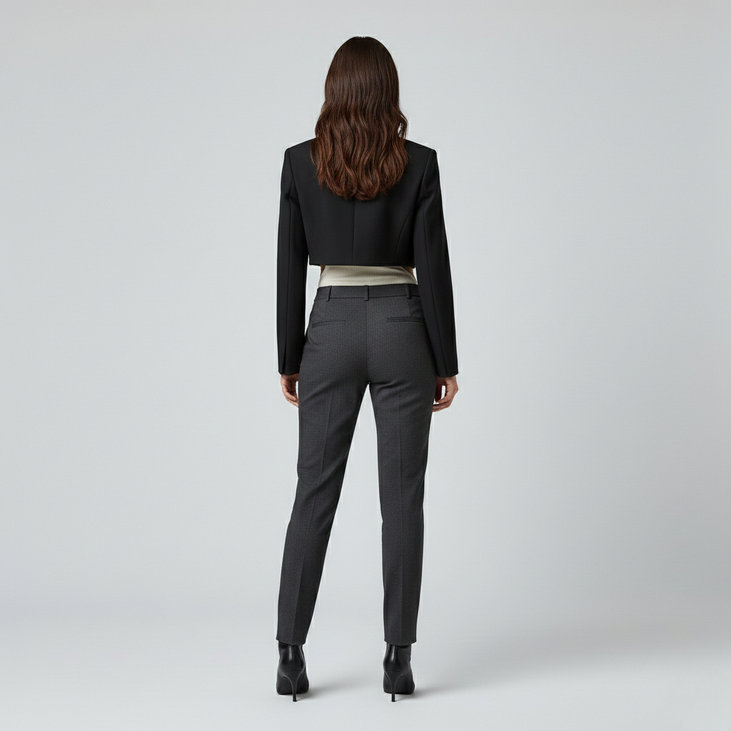 Tailored Cropped Open-Front Blazer