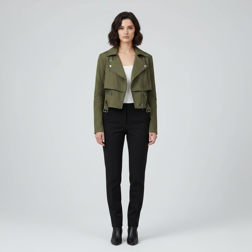 Cropped Moto Utility Jacket