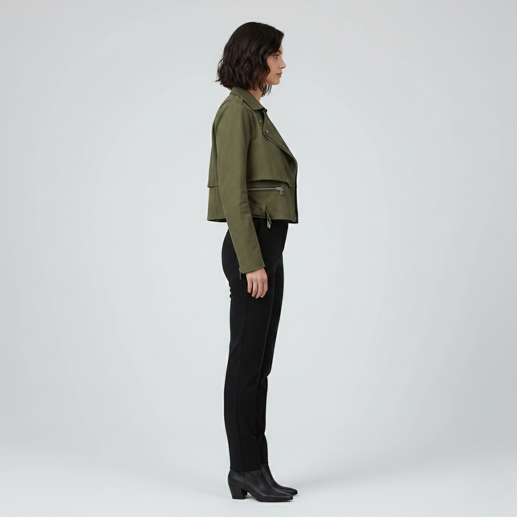 Cropped Moto Utility Jacket