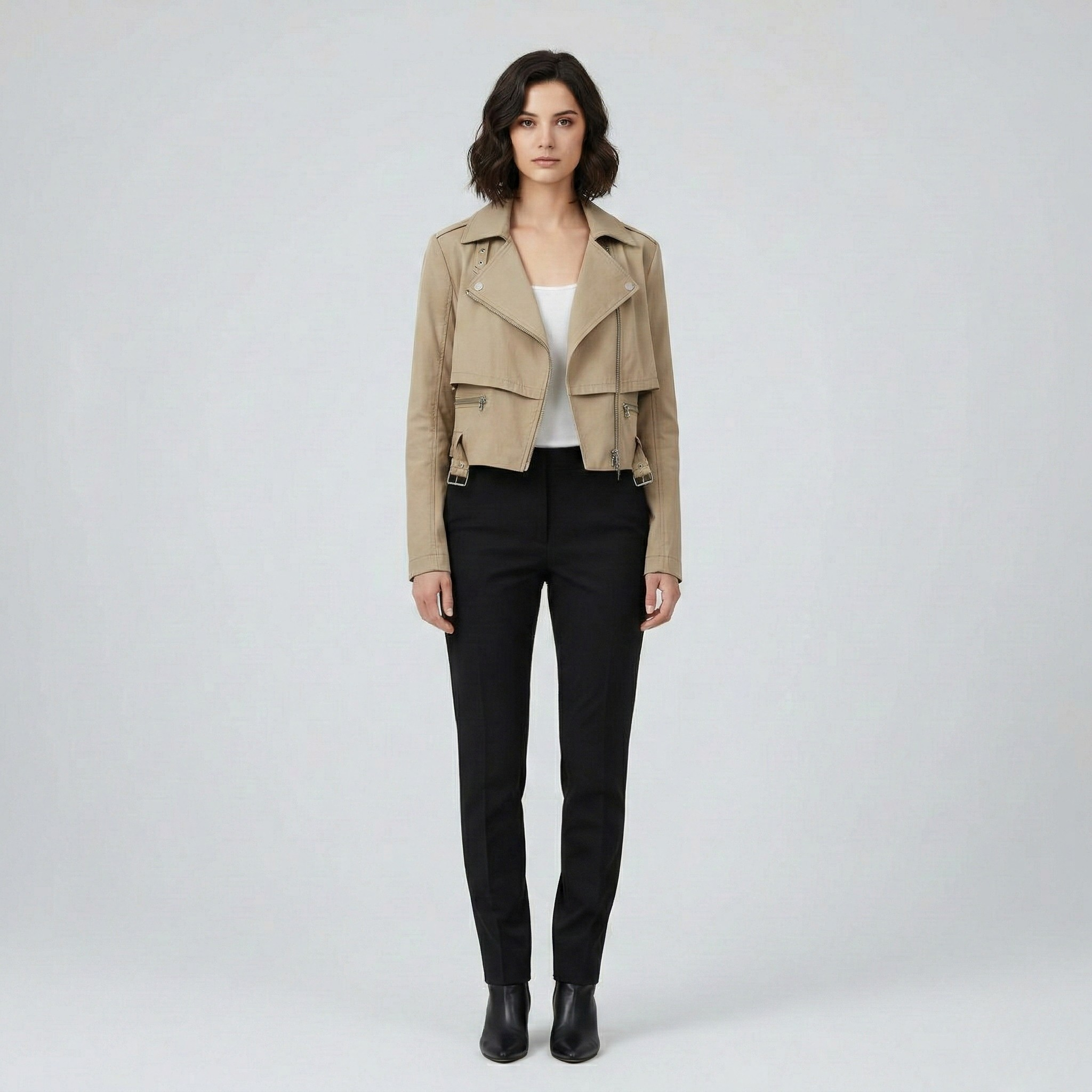 Cropped Moto Utility Jacket