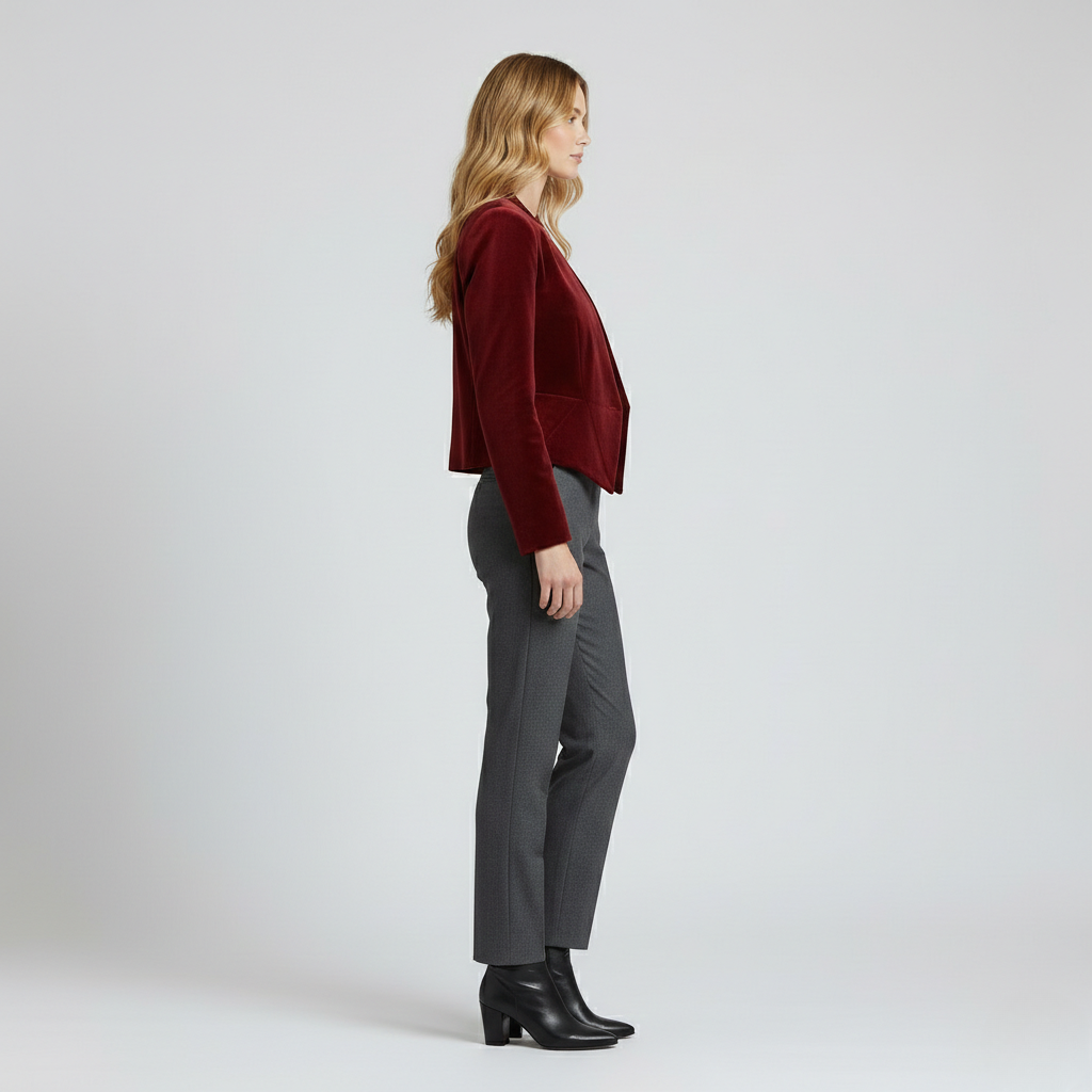 Velvet Cropped Tailored Blazer