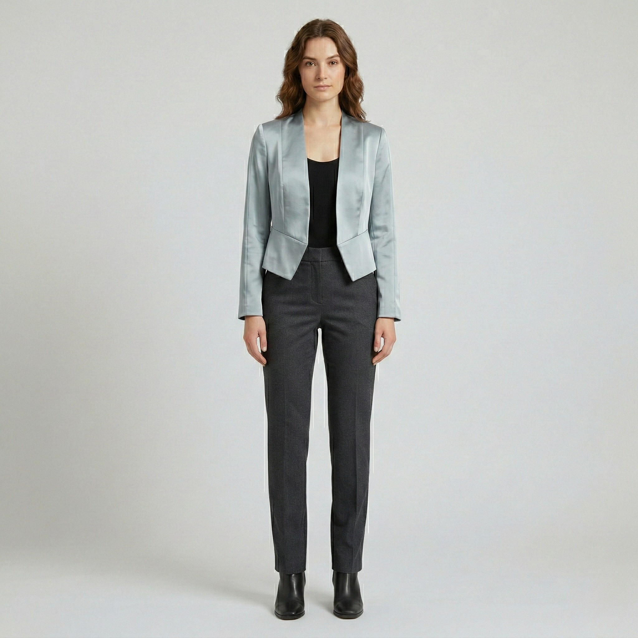 Satin Cropped Tailored Blazer