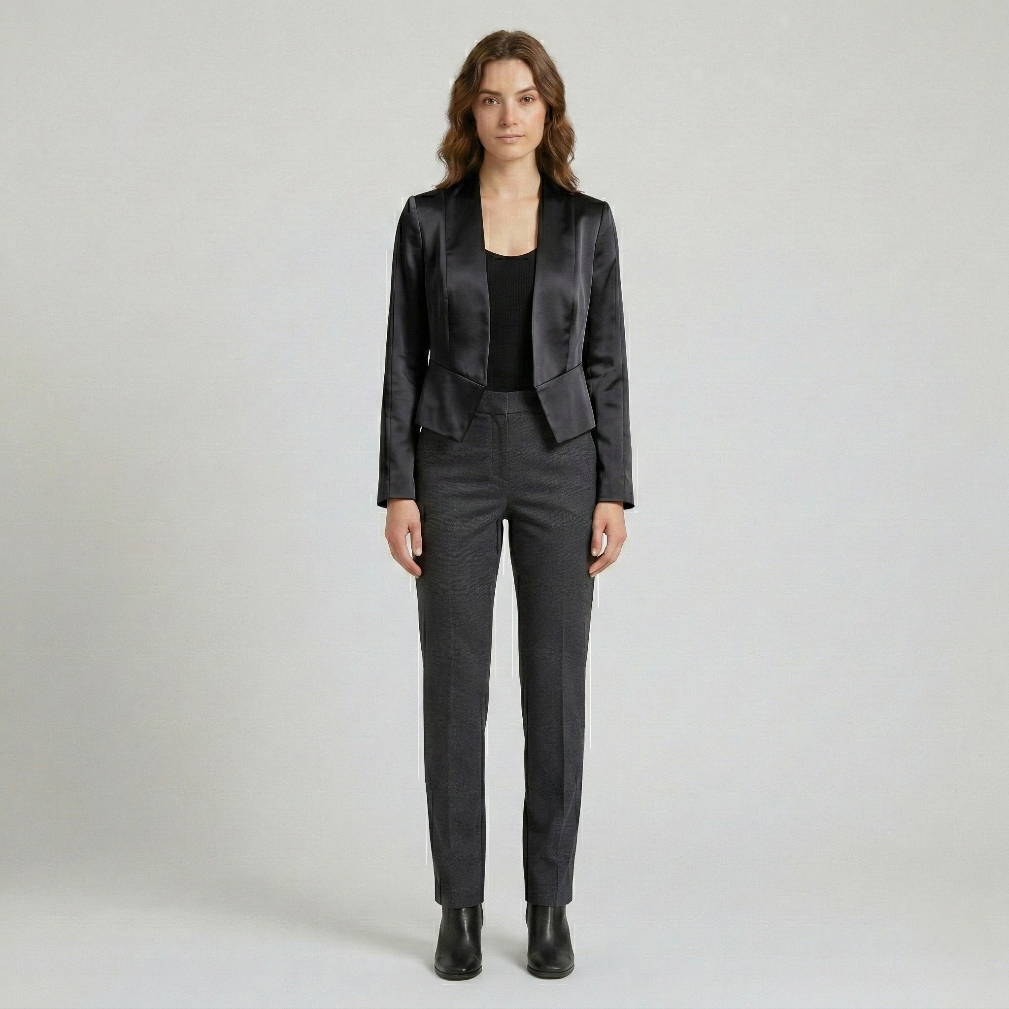 Satin Cropped Tailored Blazer