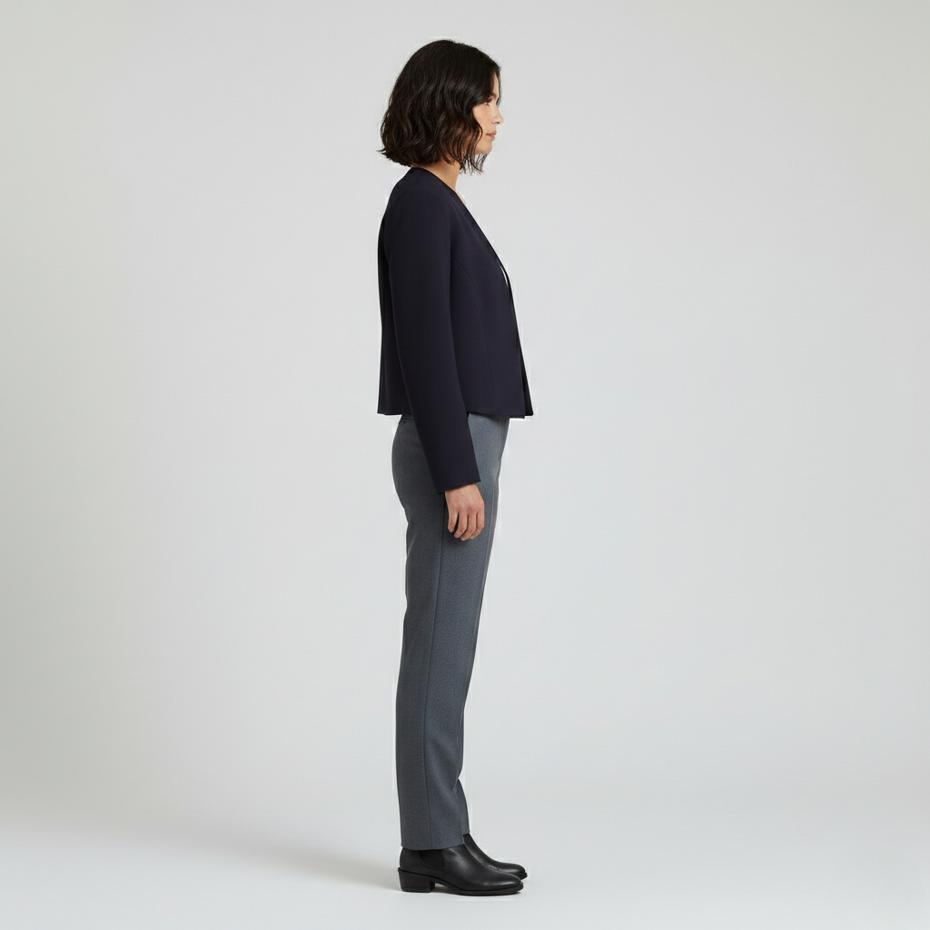 Collarless Cropped Tailored Jacket