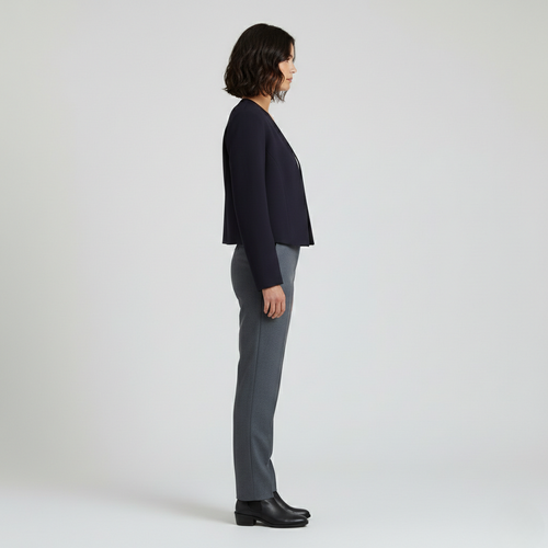 Collarless Cropped Tailored Jacket