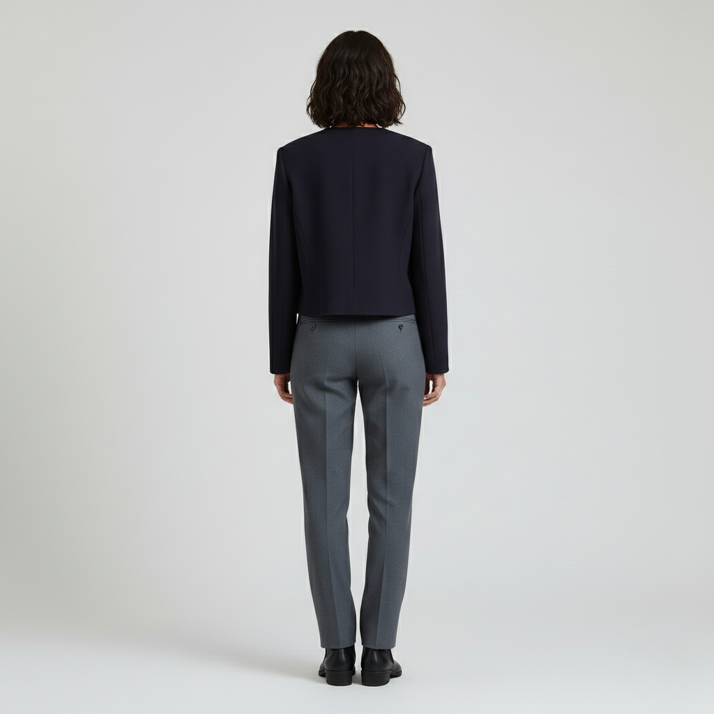 Collarless Cropped Tailored Jacket