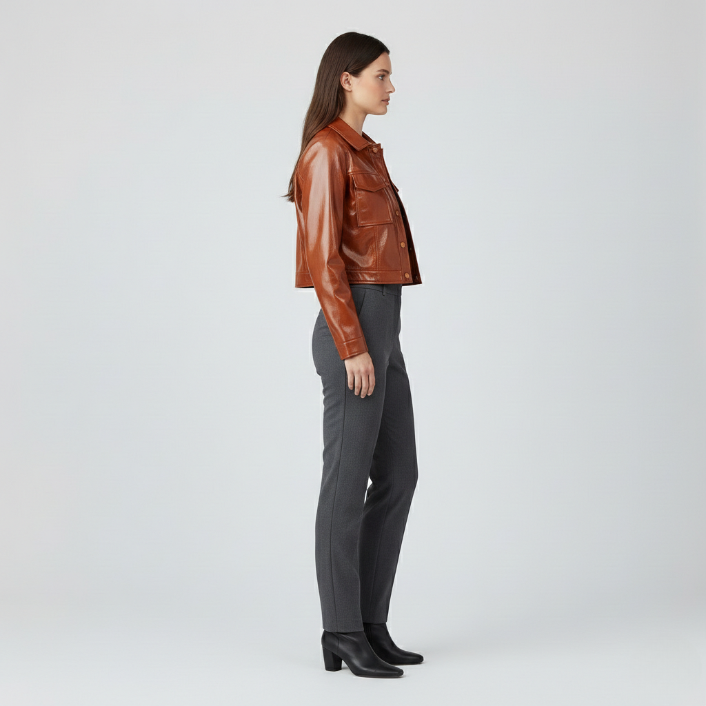Cropped Leather Utility Jacket