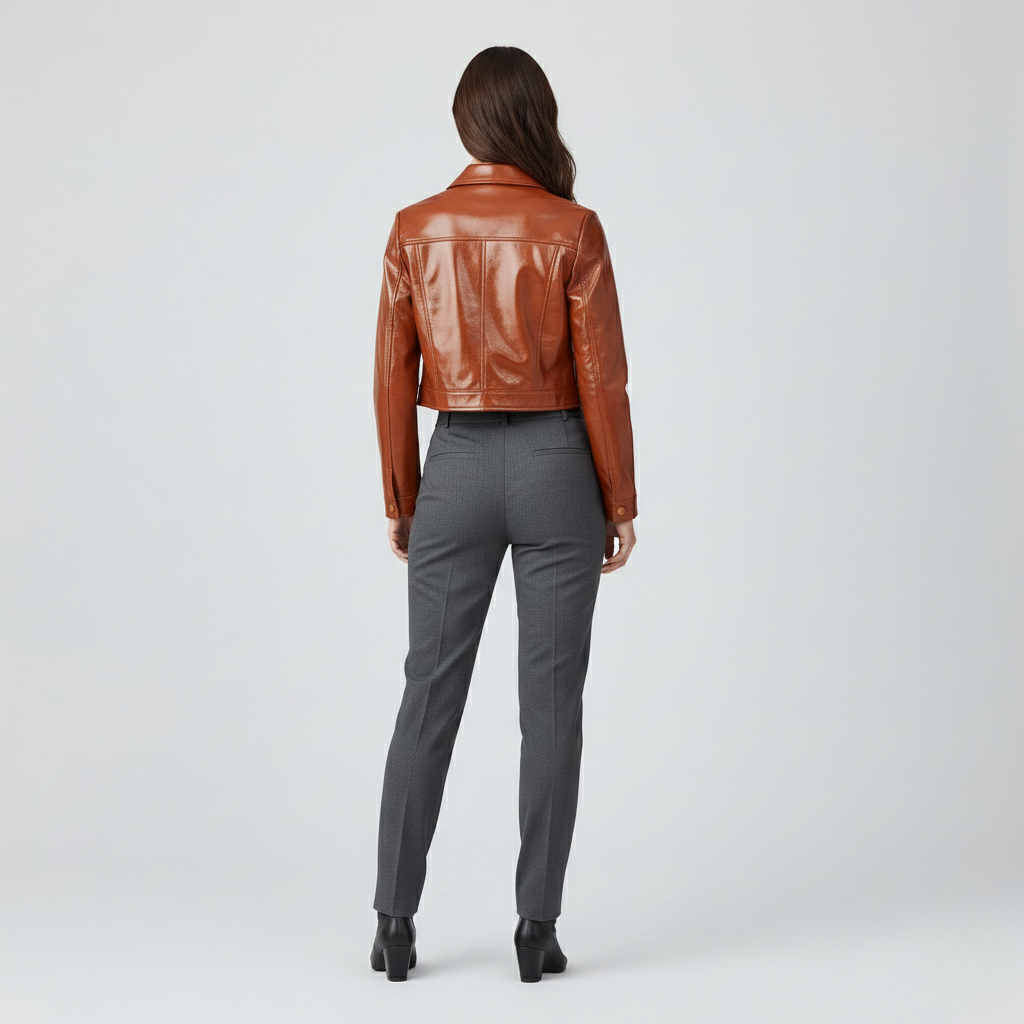 Cropped Leather Utility Jacket