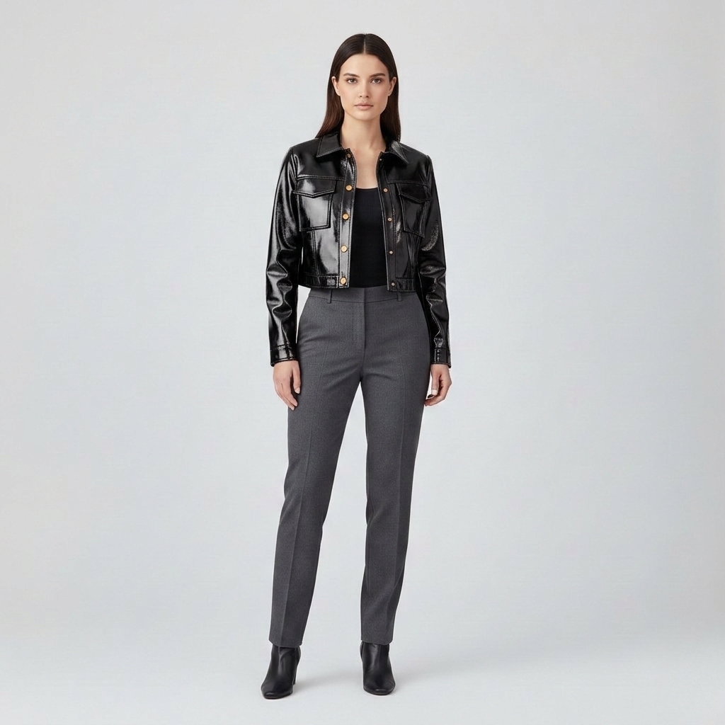 Cropped Leather Utility Jacket