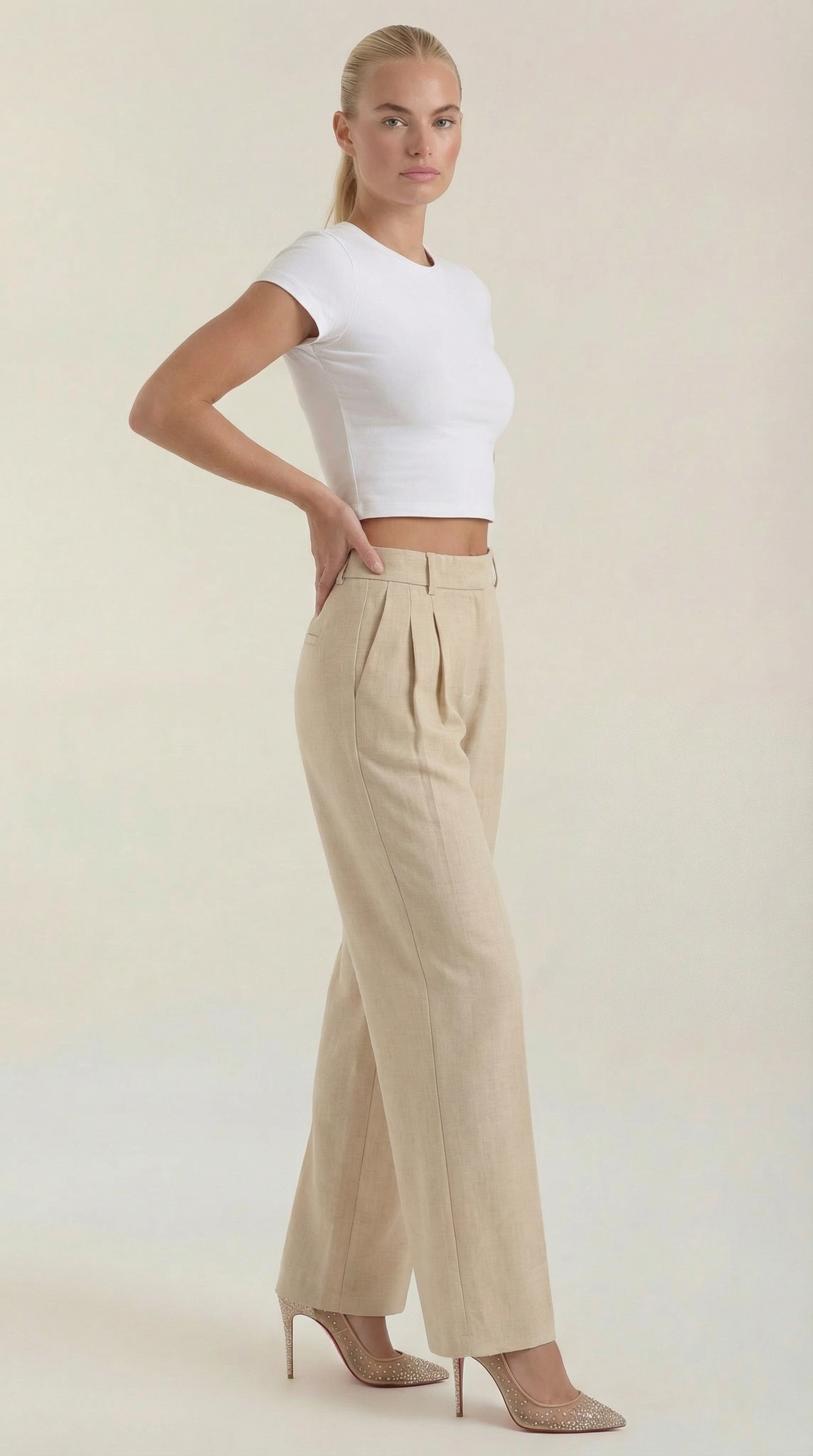 Courtney Pleated High-Rise Wide Leg Pants 1