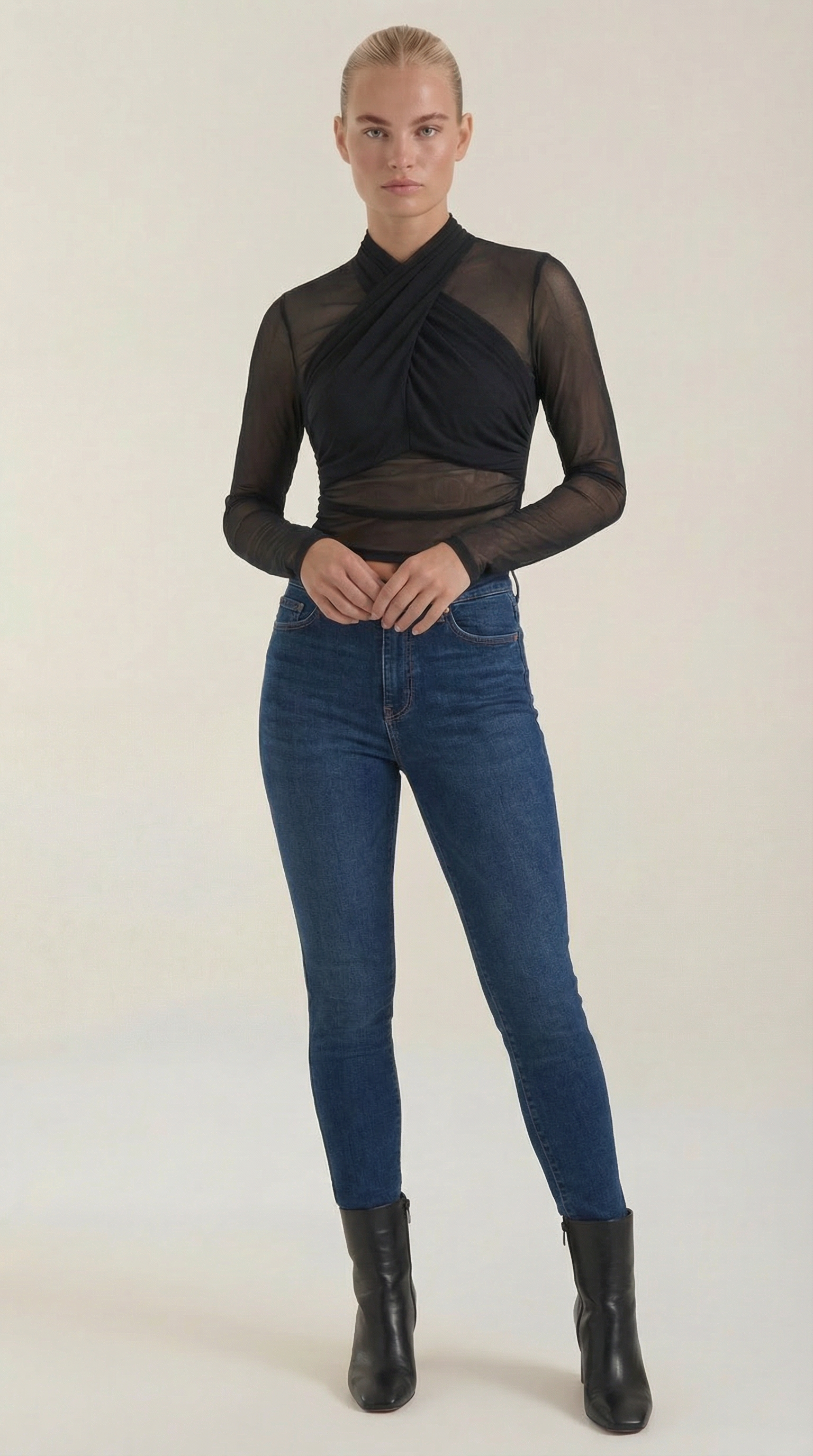 Georgia Sheer Wrap Mesh Top 0