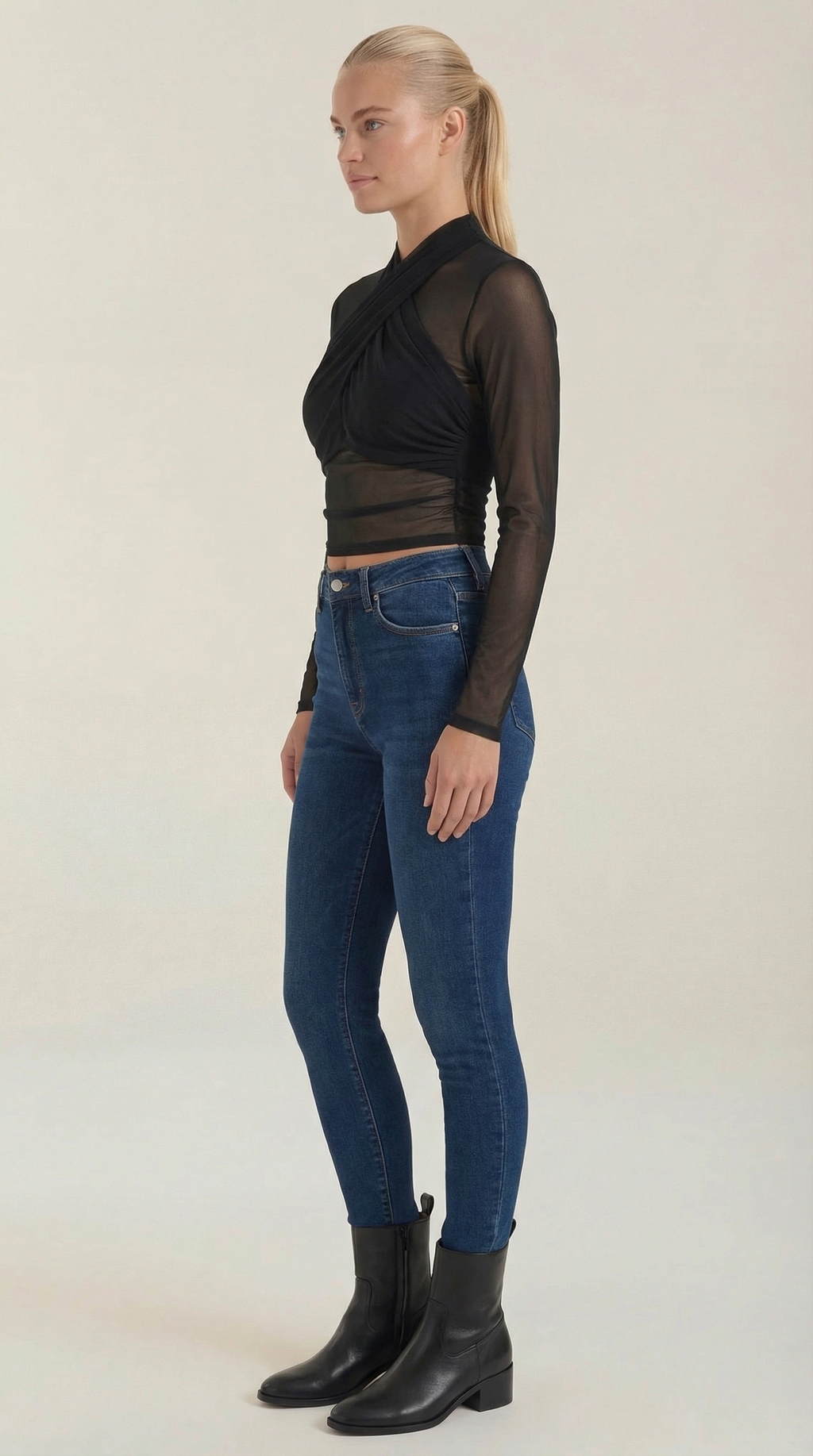 Georgia Sheer Wrap Mesh Top 1