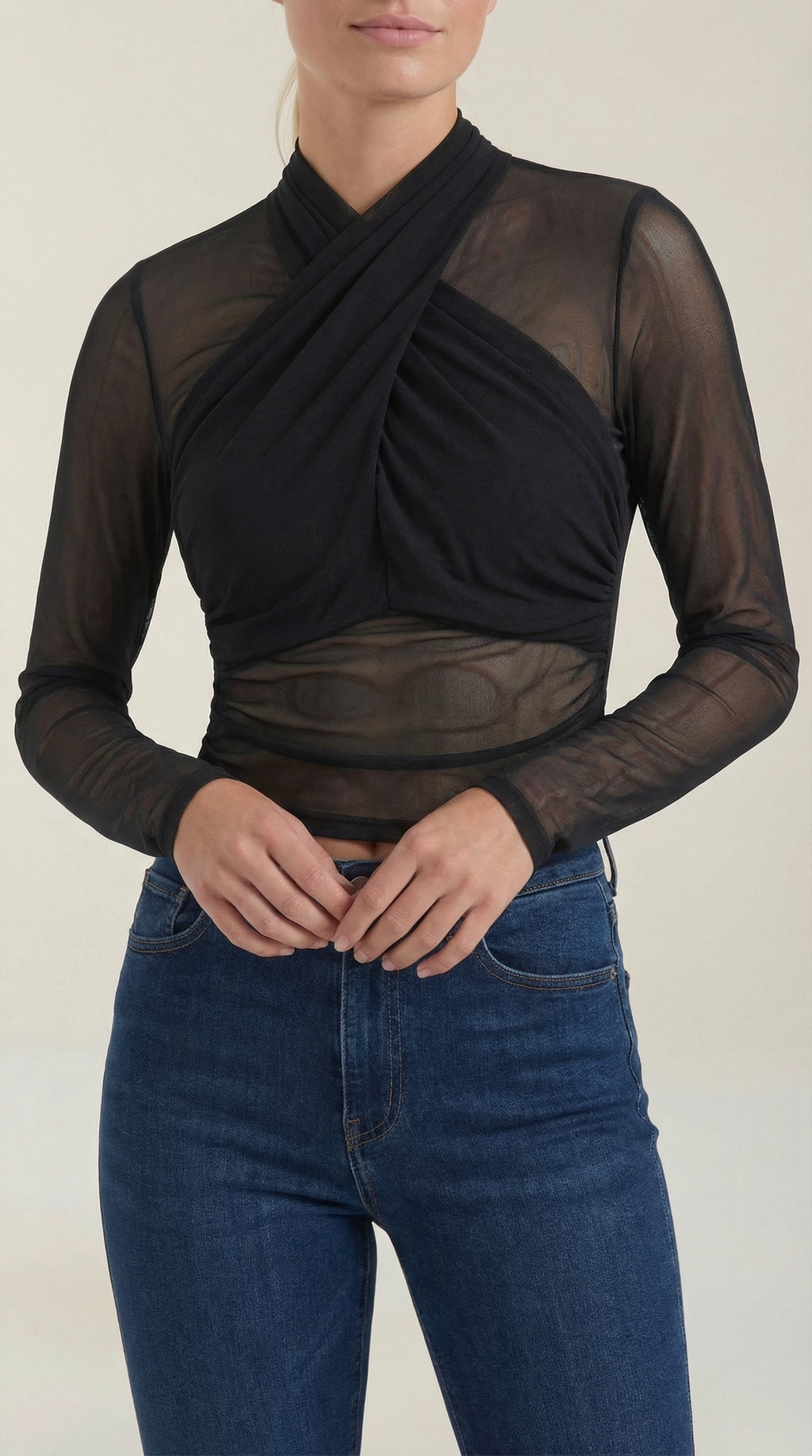 Georgia Sheer Wrap Mesh Top 2