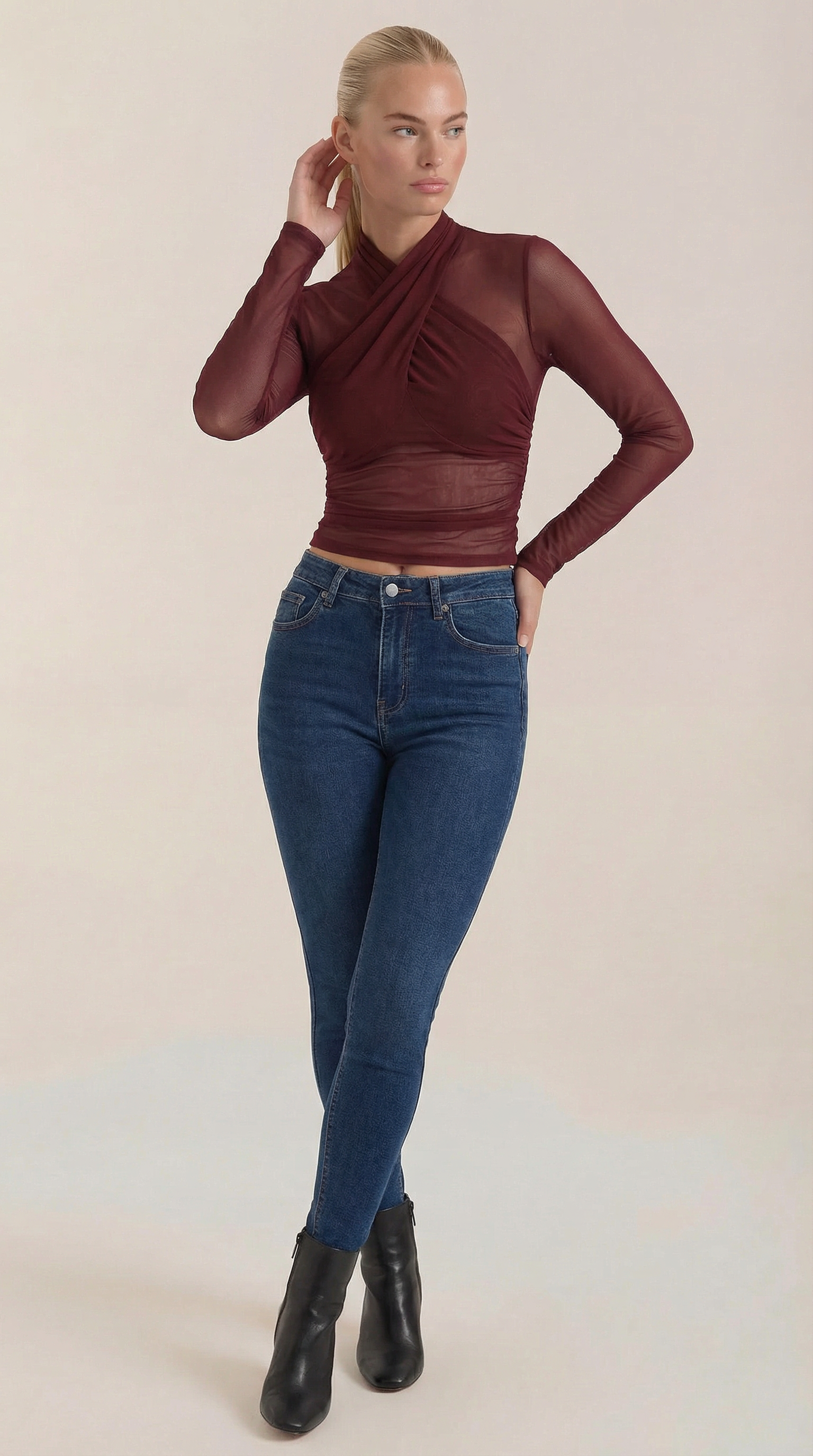 Georgia Sheer Wrap Mesh Top 5