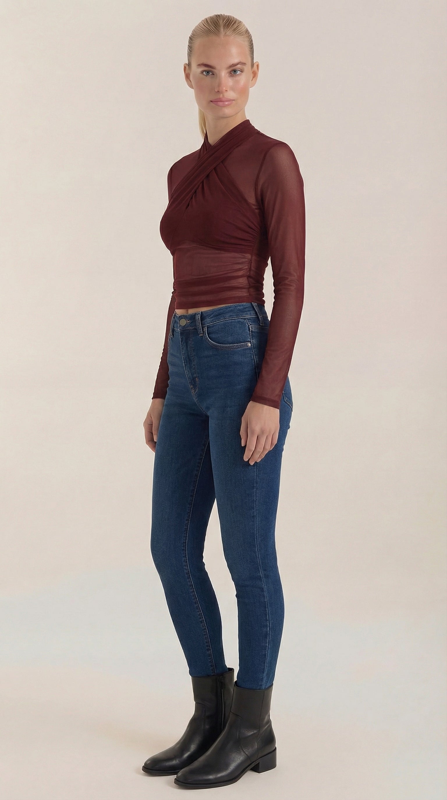 Georgia Sheer Wrap Mesh Top 6