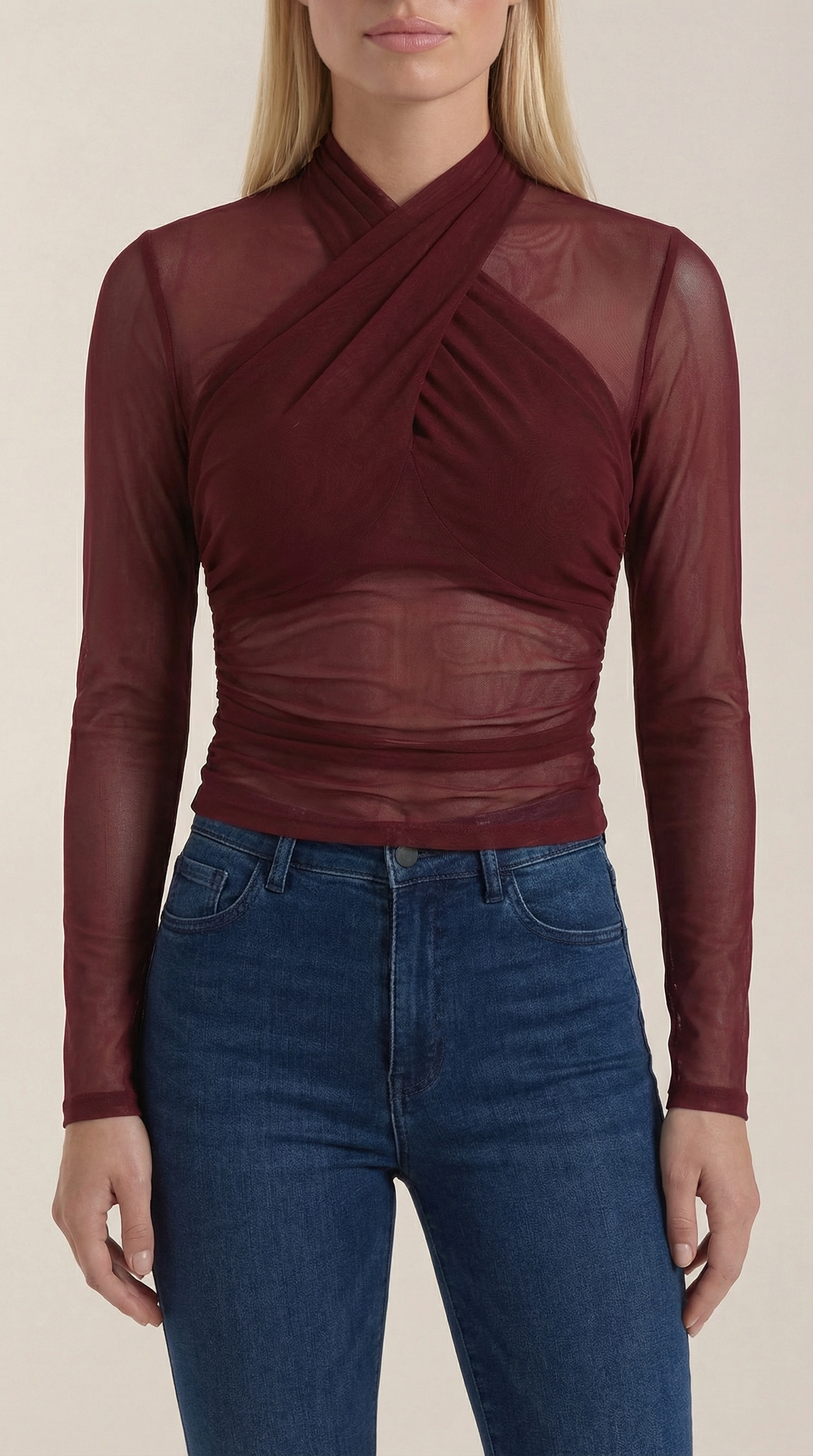 Georgia Sheer Wrap Mesh Top 7