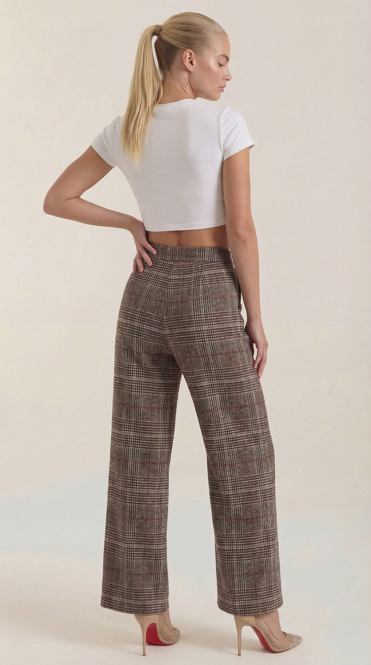 Leigh High-Waisted Plaid Trousers 3