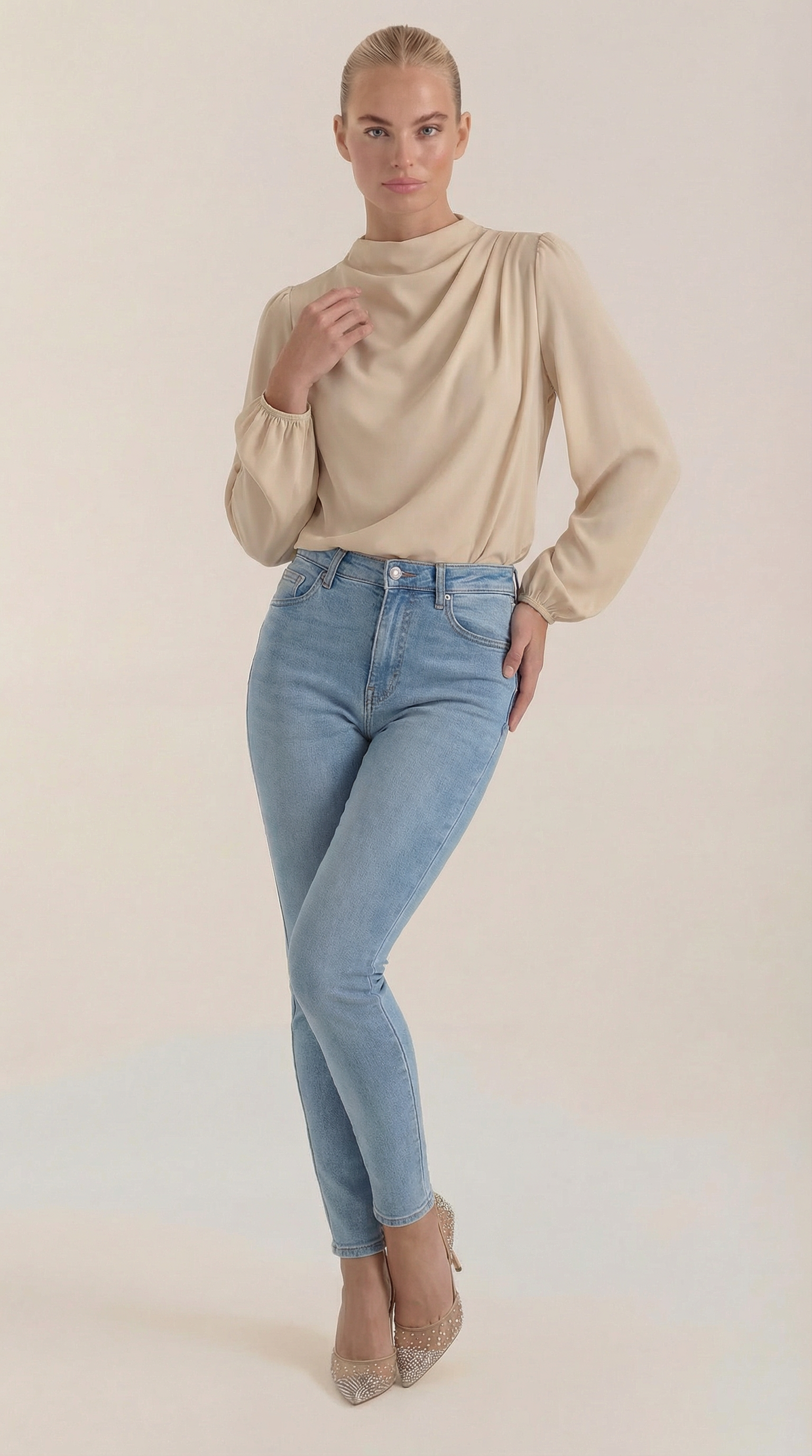 Marcia Draped Long Sleeve Blouse 0