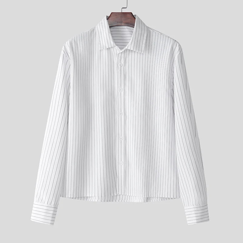Men's Casual Shirt – Trendy Striped Long Sleeve Top for Effortless Street Style 0