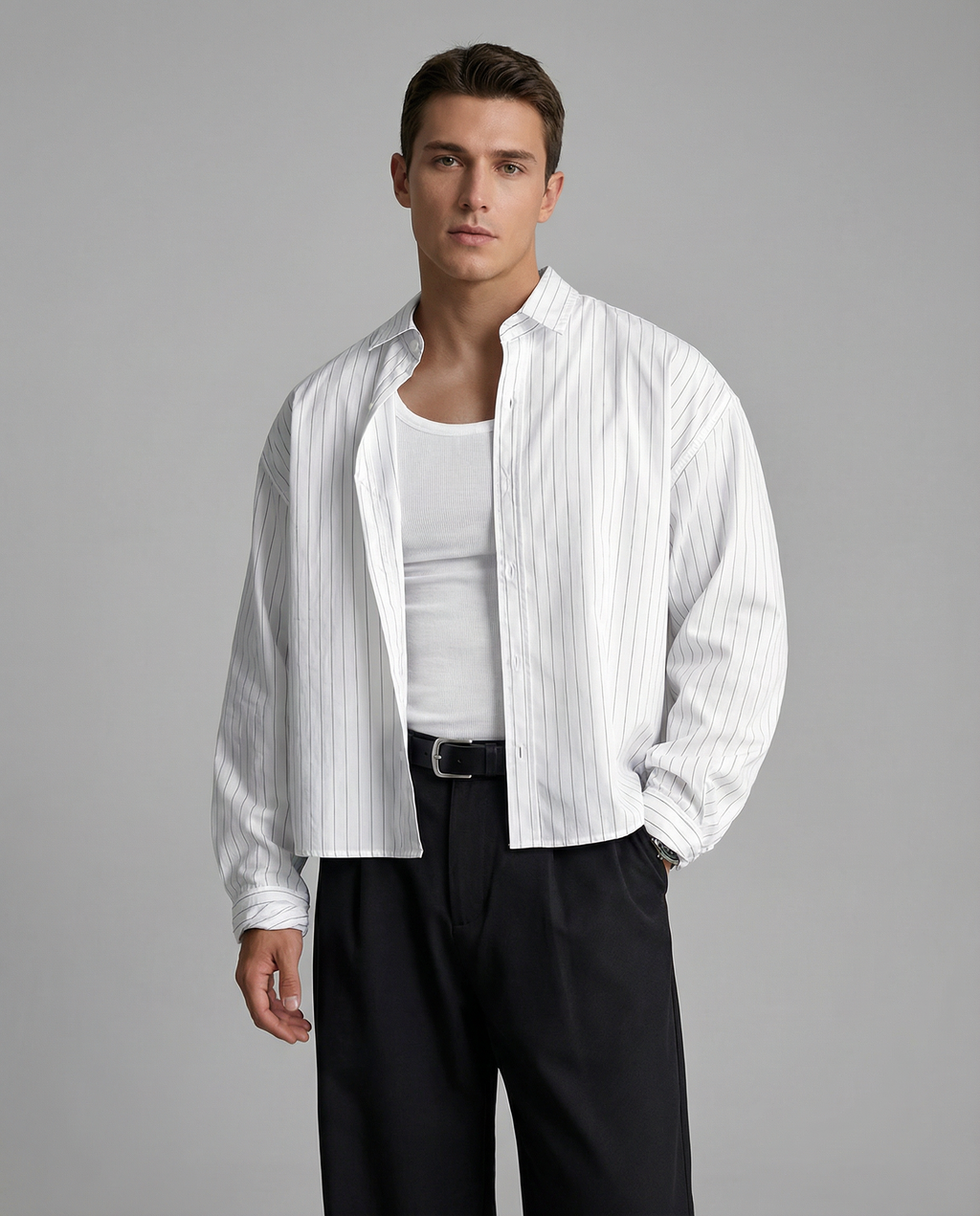 Men's Casual Shirt – Trendy Striped Long Sleeve Top for Effortless Street Style 4