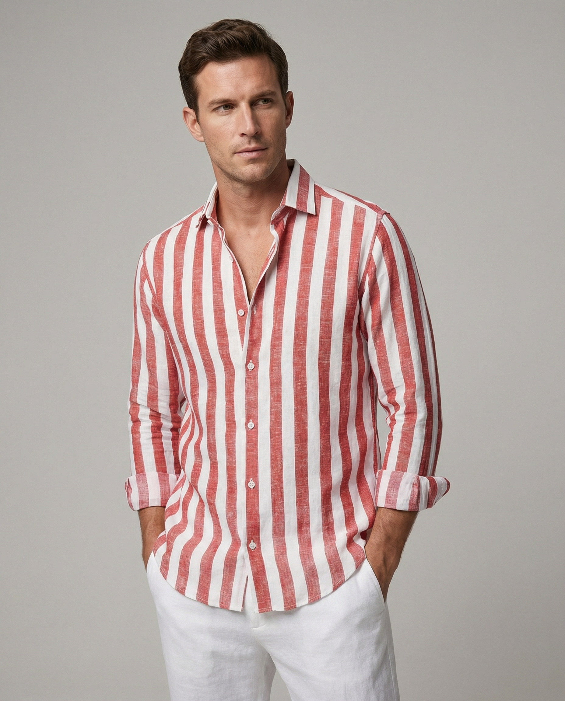 Men's Long Sleeve Stripe Shirt – Stylish Autumn Essential for Casual and Formal Wear 0