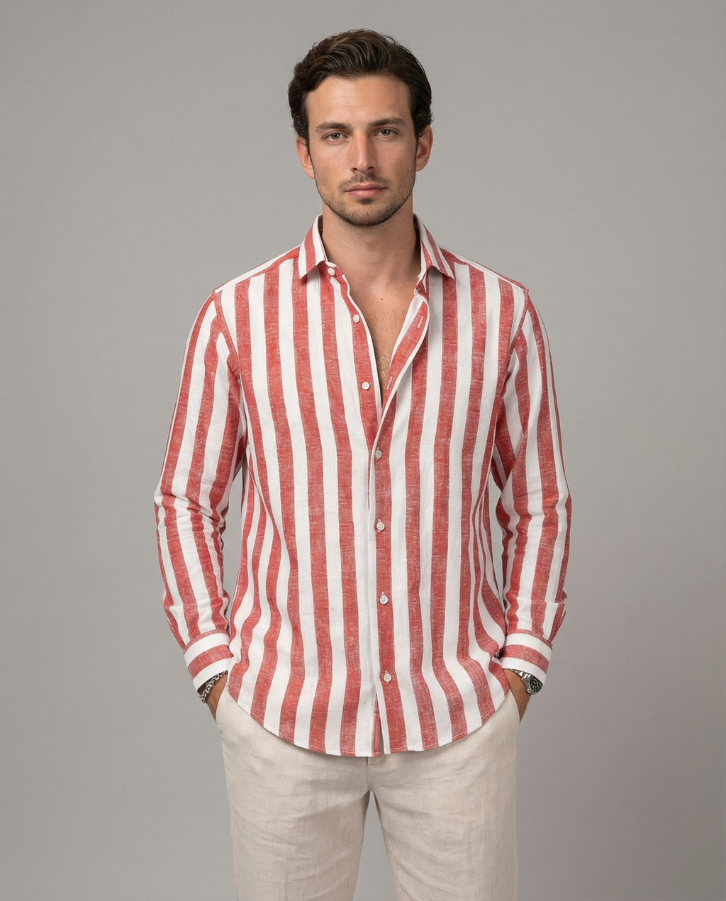 Men's Long Sleeve Stripe Shirt – Stylish Autumn Essential for Casual and Formal Wear 1