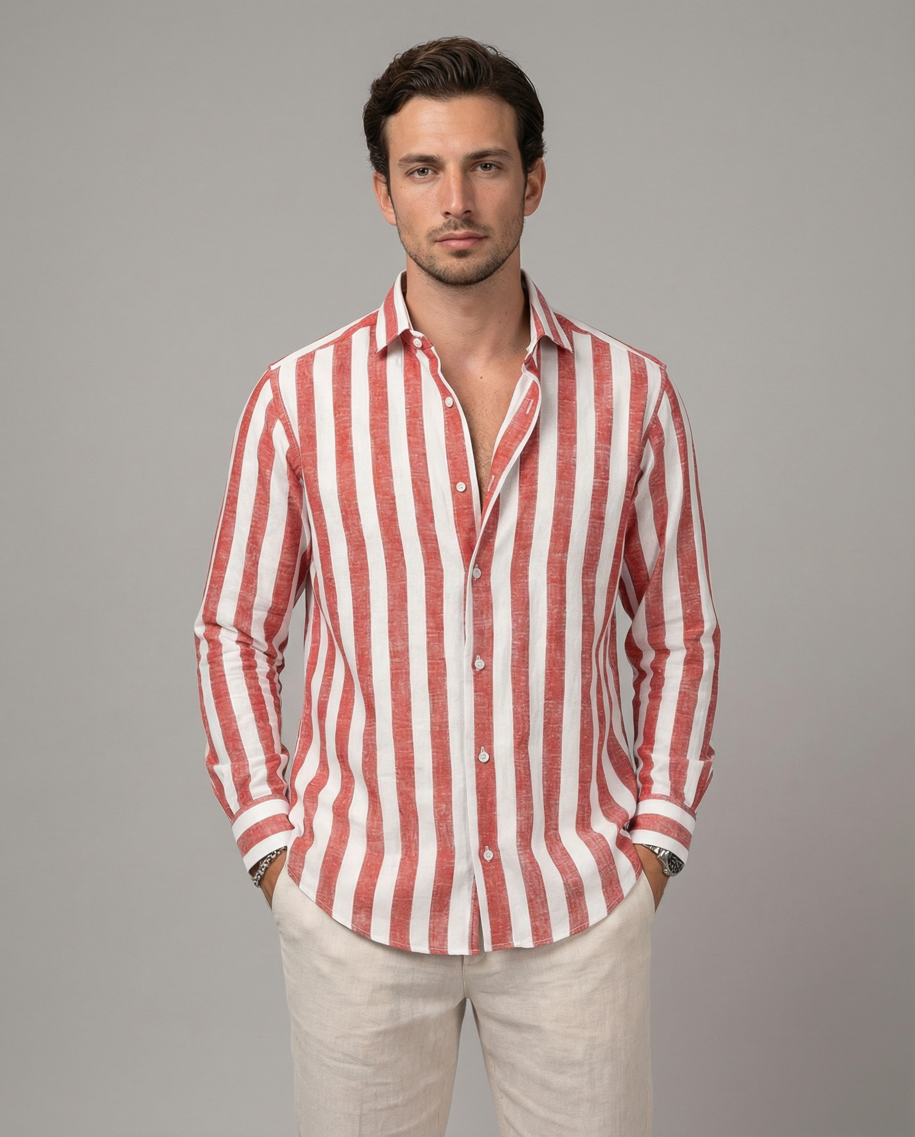 Men's Long Sleeve Stripe Shirt – Stylish Autumn Essential for Casual and Formal Wear 1
