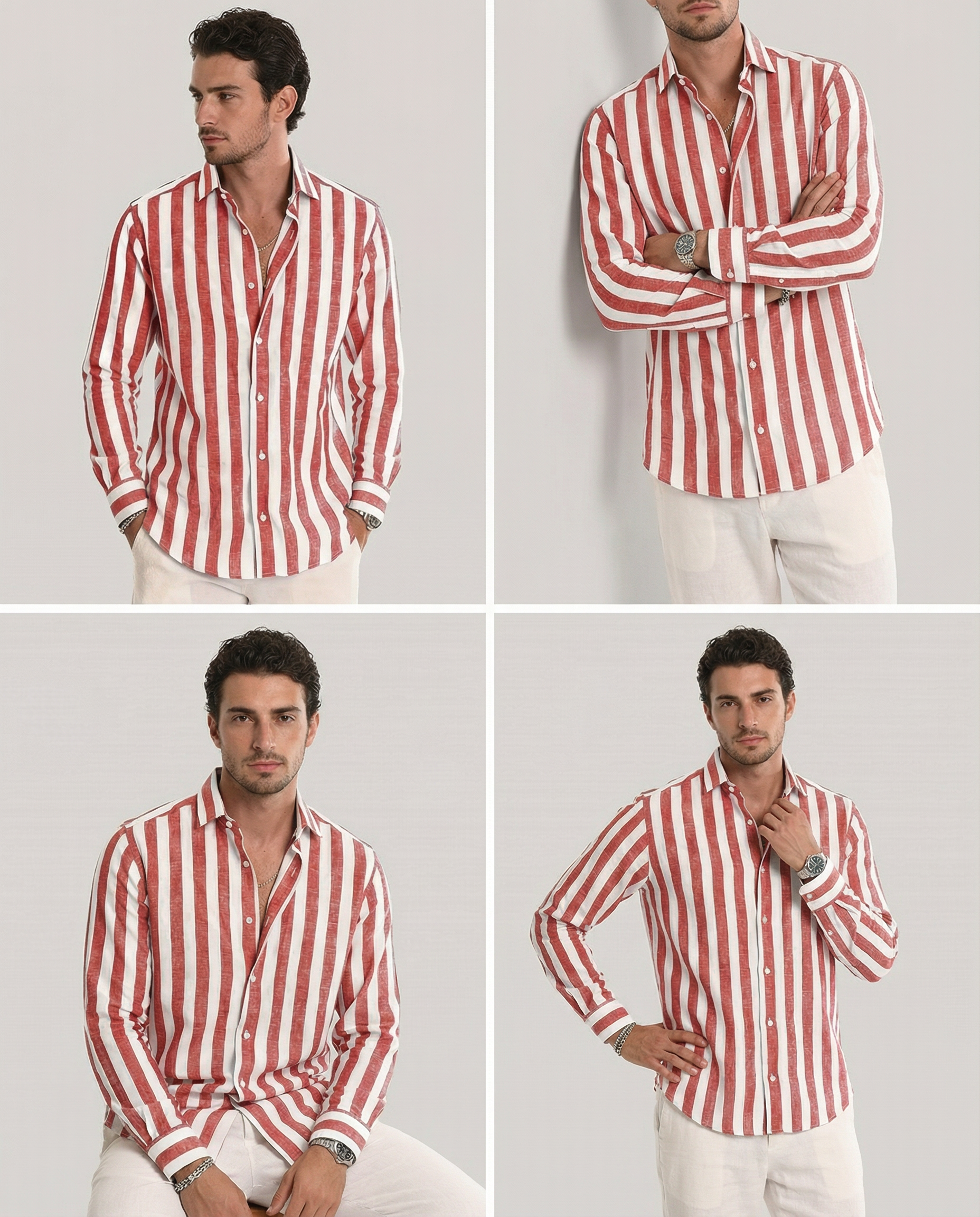 Men's Long Sleeve Stripe Shirt – Stylish Autumn Essential for Casual and Formal Wear 2