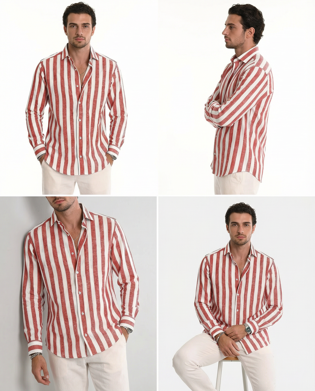 Men's Long Sleeve Stripe Shirt – Stylish Autumn Essential for Casual and Formal Wear 3