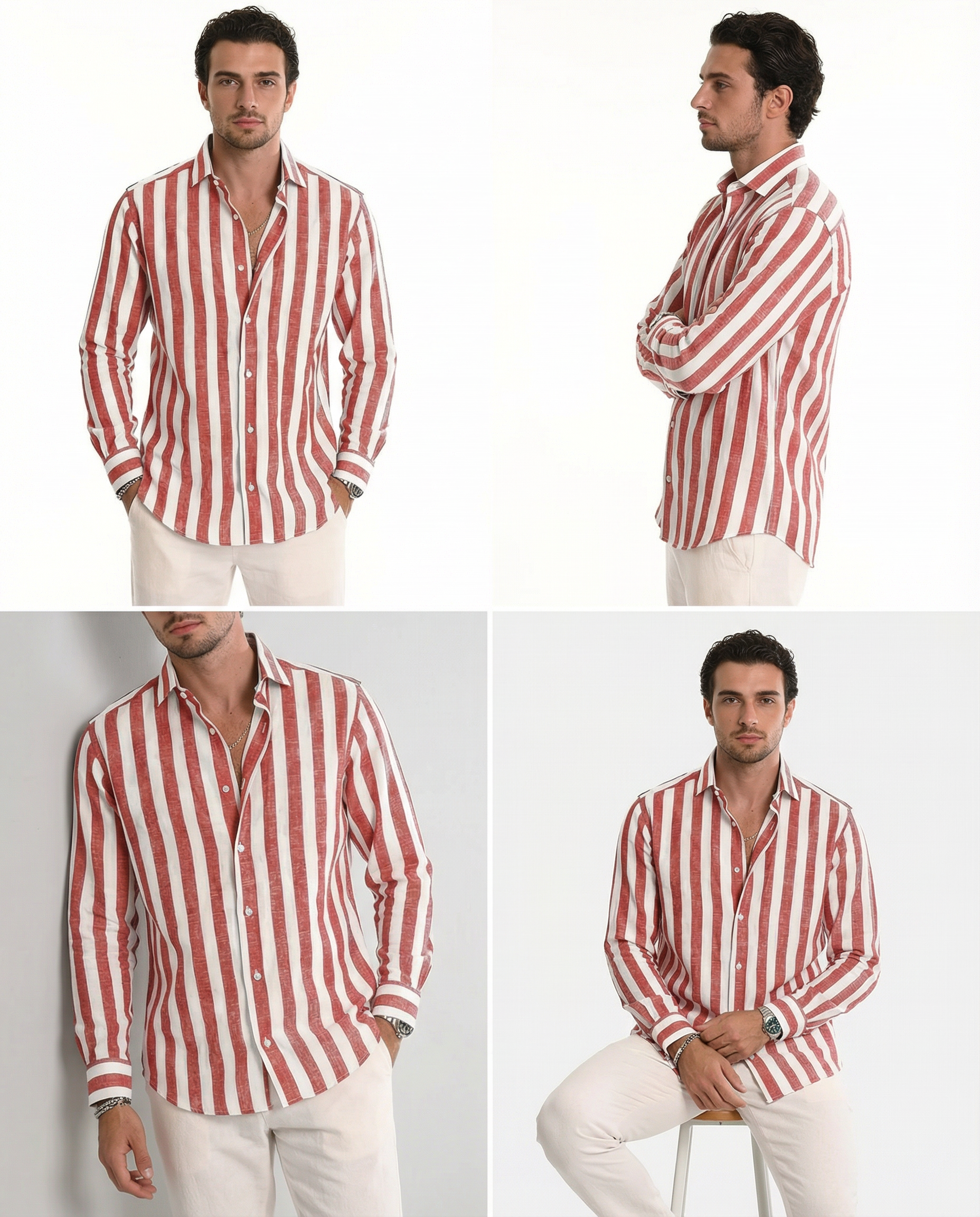 Men's Long Sleeve Stripe Shirt – Stylish Autumn Essential for Casual and Formal Wear 3