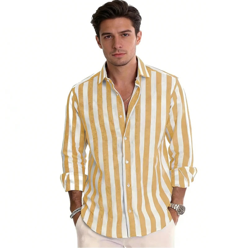 Men's Long Sleeve Stripe Shirt – Stylish Autumn Essential for Casual and Formal Wear 4